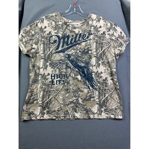 Miller High Life Camo Graphic T-Shirt Men's Large Pheasant Hunting Beer Tee L